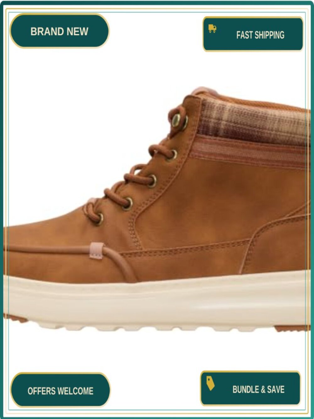 Women's Weather Ready Ankle Boots with Plaid Accents Synthetic Upper